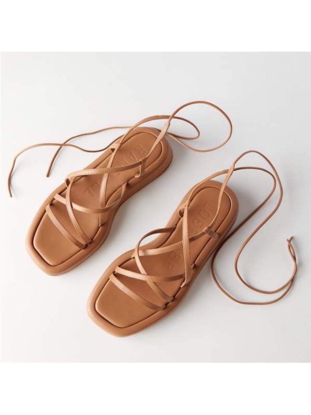 Loeffler Randall Platform Wrap Sandal Leather 39 Dark Sand